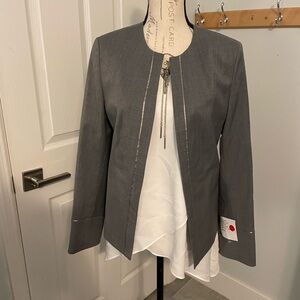 NWT affinity apparel light grey wool blend collarless blazer S